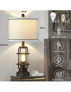 Lámpara de Mesa Regulable 66 cm Lolikit con Carga USB y LED 2