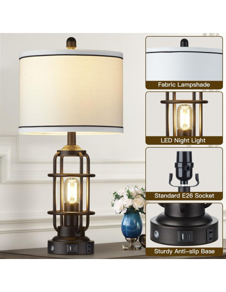 Lámpara de Mesa Regulable 66 cm Lolikit con Carga USB y LED