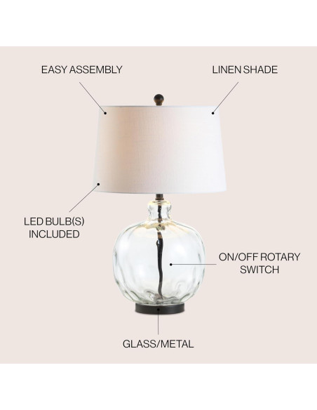 Lámpara de Mesa LED JONATHAN Y JYL1067A 67.31 cm Vidrio/Metal