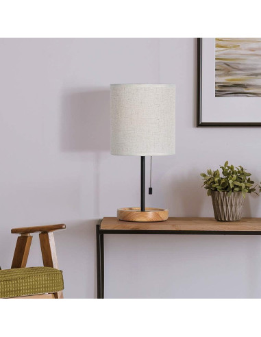 Lámpara de Mesa Moderna CADUKE LR2 con Base de Madera 38.86cm