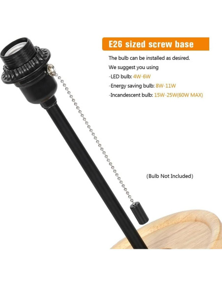 Lámpara de Mesa Moderna CADUKE LR2 con Base de Madera 38.86cm