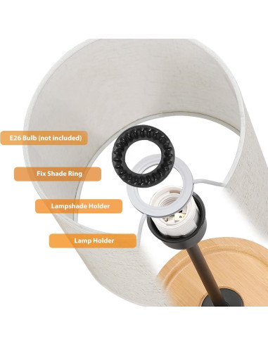 Lámpara de Mesa Moderna CADUKE LR2 con Base de Madera 38.86cm