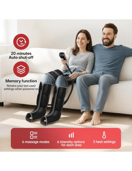 Masajeador de Piernas JOROTO con Calor y Compresión 6 Modos