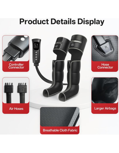 Masajeador de Piernas JOROTO con Calor y Compresión 6 Modos