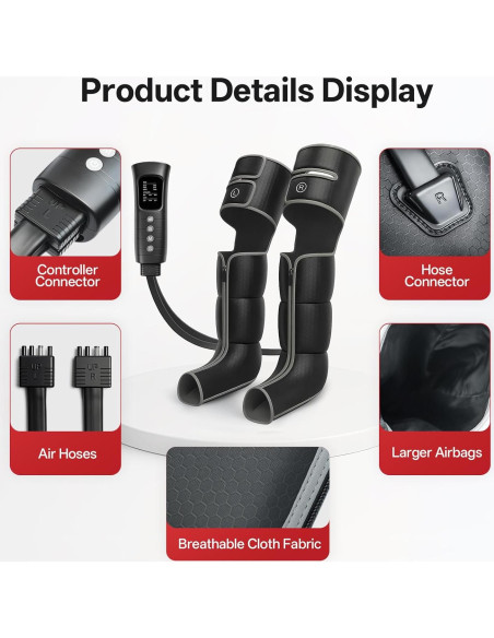 Masajeador de Piernas JOROTO con Calor y Compresión 6 Modos