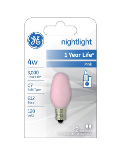 Bombilla nocturna C7 GE Lighting 4W 14 lúmenes rosa - 2 unidades 2