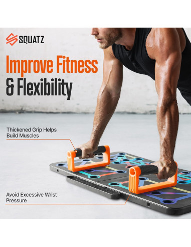 Tabla de Flexiones Portátil SQUATZ con Bandas de Resistencia