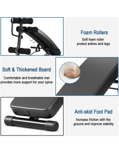 Banco de Abdominales Ajustable Goplus con Pelota y Cuerdas 2