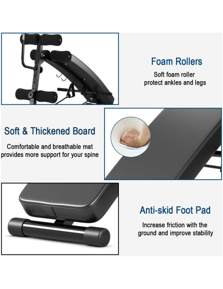 Banco de Abdominales Ajustable Goplus con Pelota y Cuerdas