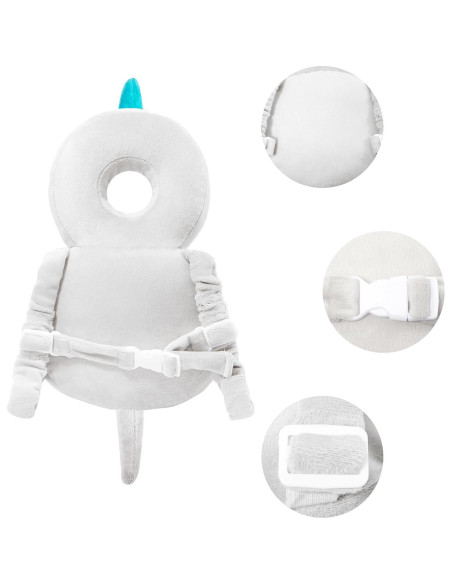 Protector de Espalda para Bebés BW001 Dinosaurio Gris Ajustable