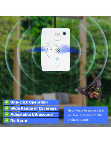 Dispositivo Ultrasónico para Repeler Murciélagos 2PCS - IP44