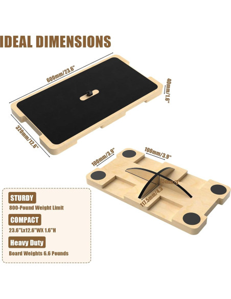 Tabla de Fitness 2 en 1 Qifeila de Madera Antideslizante 60x32cm