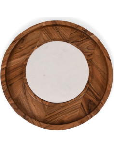 Bandeja de Servicio Redonda PICNIC TIME de Madera y Mármol 35cm 2