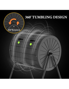 Compostador Rotatorio EasyUp Doble Cámara 141.9L Resistente UV 2