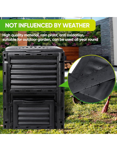 Contenedor de Compostaje F2C 80 Galones Negro - Fácil Montaje