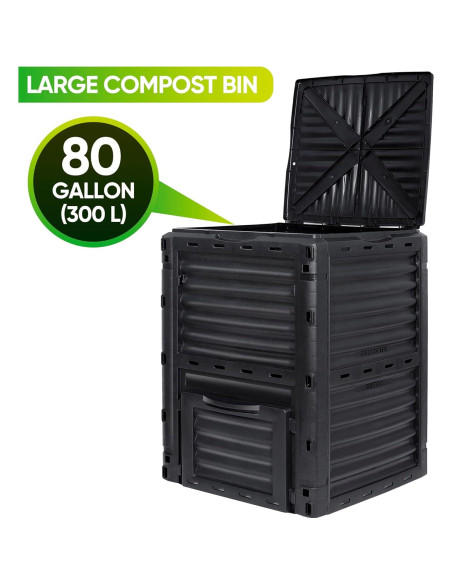 Contenedor de Compostaje F2C 80 Galones Negro - Fácil Montaje