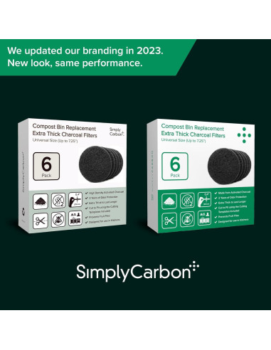 Filtros de Carbón Activado Simply Carbon para Cubos de Compostaje - Juego de 6