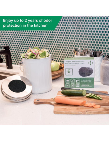 Filtros de Carbón Activado Simply Carbon para Cubos de Compostaje - Juego de 6