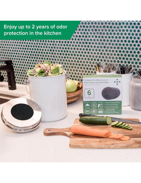 Filtros de Carbón Activado Simply Carbon para Cubos de Compostaje - Juego de 6