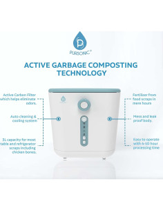 Compostador Eléctrico de Cocina Pursonic 3L Blanco Sin Olores 2