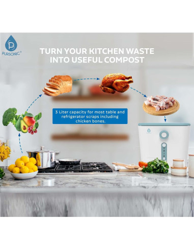 Compostador Eléctrico de Cocina Pursonic 3L Blanco Sin Olores