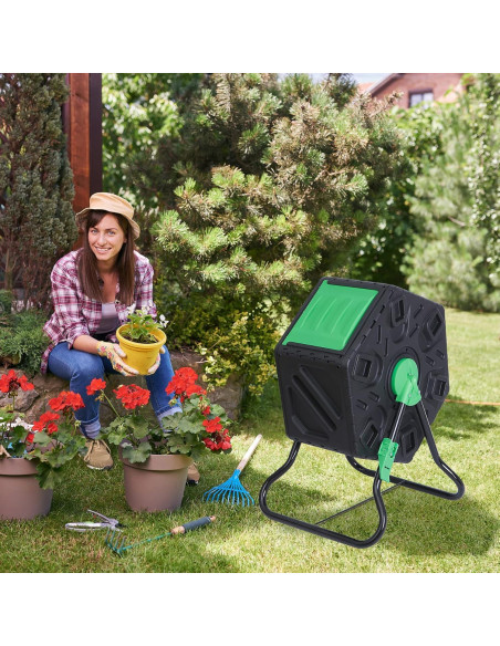 Bin de Compostaje Giratorio Nouva 70L Resistente Acero y PP