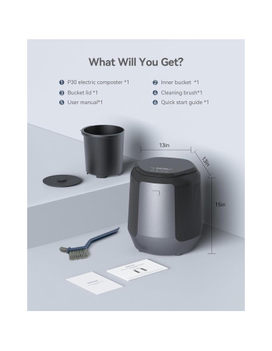 Compostador Eléctrico de Cocina Seyanke P30, 4.2L, Silencioso