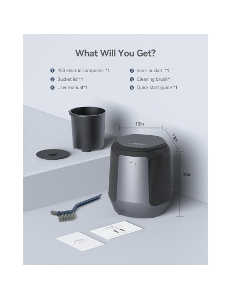 Compostador Eléctrico de Cocina Seyanke P30, 4.2L, Silencioso