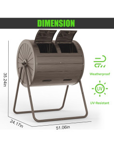 Contenedor de Compost Giratorio DRATO 141.9 Litros Exterior Gris 2