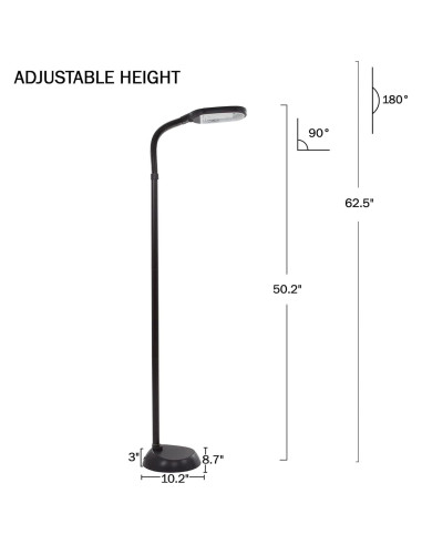 Lámpara de Pie Bedford Home - Luz Natural 6400K Ajustable Negro