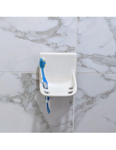 Soporte de Cepillo de Dientes Cerámica Genérico Hueso Brillante 2
