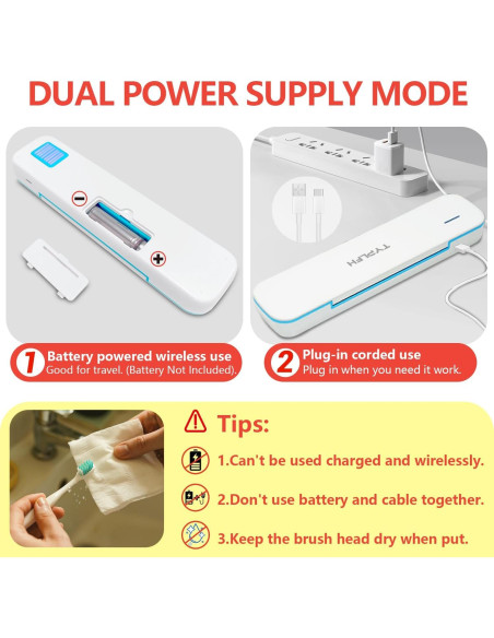 Estuche Desinfectante para Cepillos de Dientes TYPLFH Azul - Carga USB y Baterías AA
