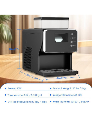 Máquina de Hielo Raspado TMYICE Portátil Acero Inoxidable 9.16 kg