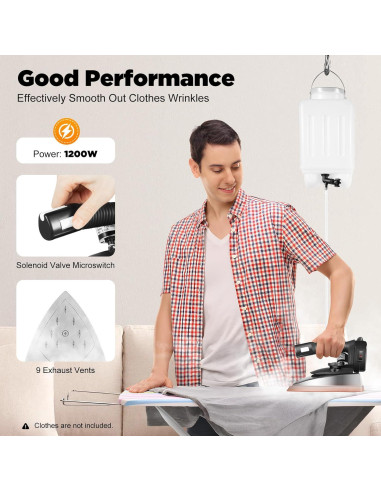 Plancha de Vapor Akynjtbca 1800W con Tanque 2.99L y 5 Temperaturas