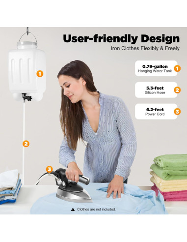 Plancha de Vapor Akynjtbca 1800W con Tanque 2.99L y 5 Temperaturas