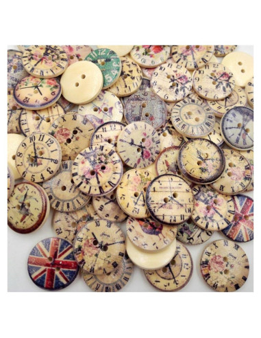 Botones de Reloj de Madera AKOAK 20mm Estilo Vintage 50 Piezas