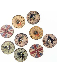 Botones de Reloj de Madera AKOAK 20mm Estilo Vintage 50 Piezas 2