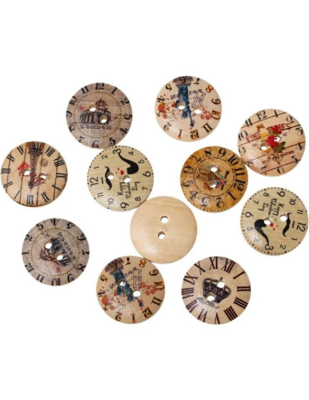 Botones de Reloj de Madera AKOAK 20mm Estilo Vintage 50 Piezas