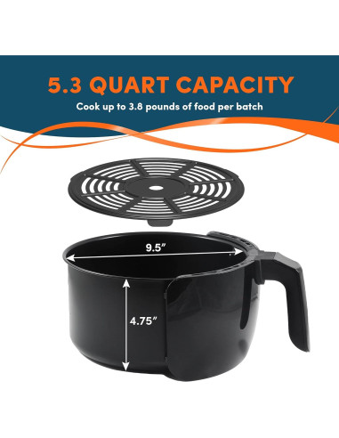 Freidora de Aire Digital Elite Gourmet EAF-5317DX 5.3L 1350W