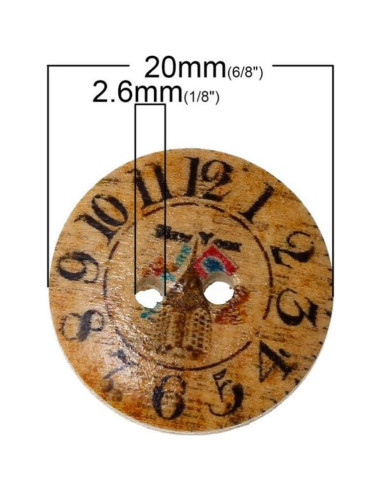 Botones de Reloj de Madera AKOAK 20mm Estilo Vintage 50 Piezas