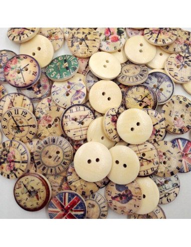 Botones de Reloj de Madera AKOAK 20mm Estilo Vintage 50 Piezas