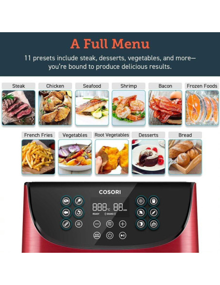 Freidora de Aire COSORI 5.8QT Roja Programable 11 en 1