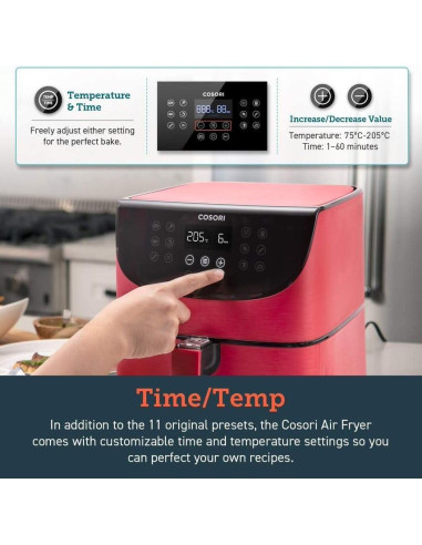 Freidora de Aire COSORI 5.8QT Roja Programable 11 en 1