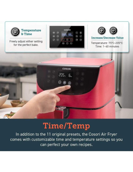 Freidora de Aire COSORI 5.8QT Roja Programable 11 en 1