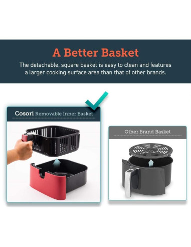 Freidora de Aire COSORI 5.8QT Roja Programable 11 en 1