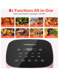 Freidora de Aire Beelicious Pro 4QT Rosa 8-en-1 Digital 2