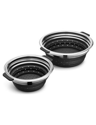 Conjunto de cestas de vapor HexClad 2 piezas 3 y 8Qt acero y silicona