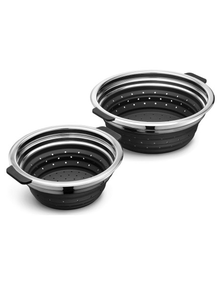 Conjunto de cestas de vapor HexClad 2 piezas 3 y 8Qt acero y silicona