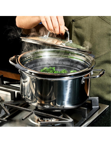 Conjunto de cestas de vapor HexClad 2 piezas 3 y 8Qt acero y silicona