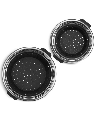 Conjunto de cestas de vapor HexClad 2 piezas 3 y 8Qt acero y silicona